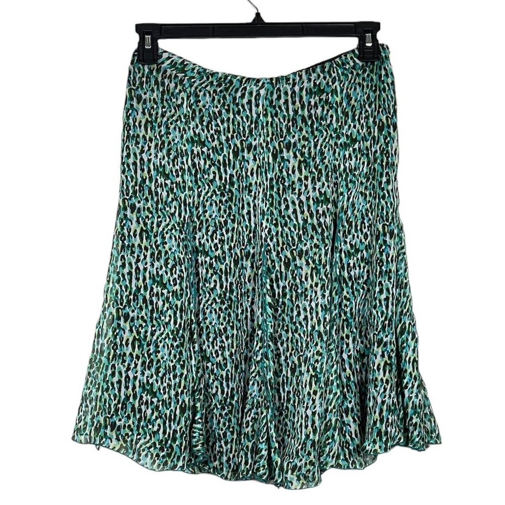 Dana Buchman - Women's Size 8 - Skirt w/Black & Blue Animal Print - 100% Silk
